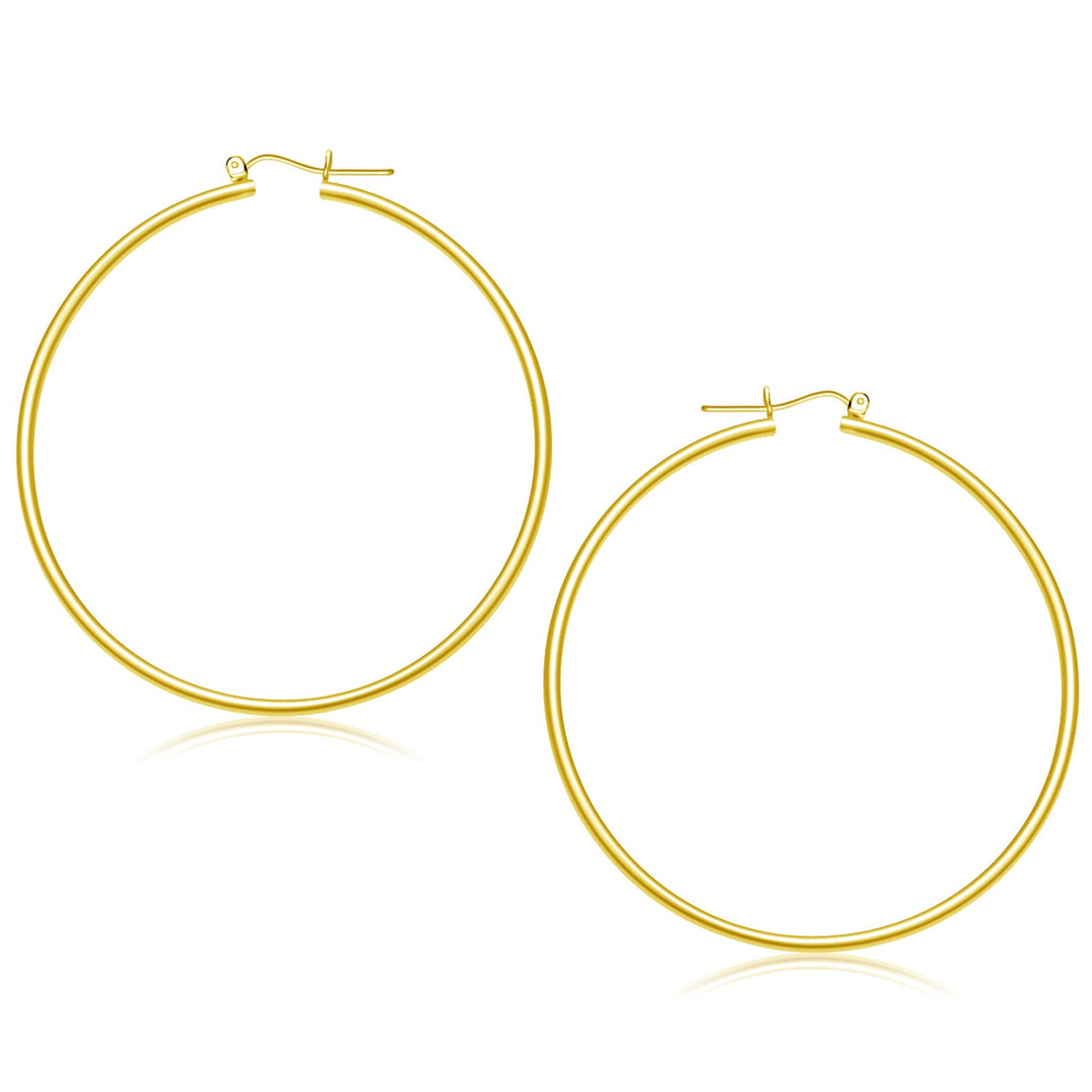 Brand New 14k Yellow Gold Polished Hoop Earrings (2x55mm)