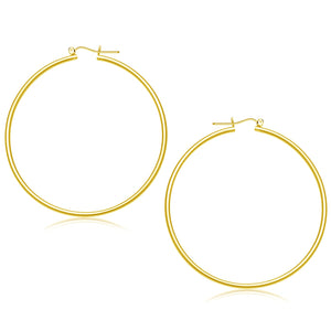 Brand New 14k Yellow Gold Polished Hoop Earrings (2x55mm)