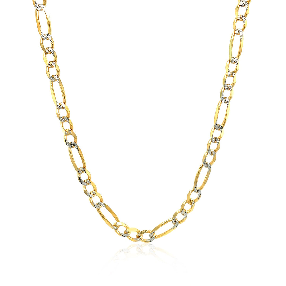 Brand New 14K Yellow Gold Solid Pave Figaro Chain (3.80 mm)