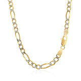 Brand New 14K Yellow Gold Solid Pave Figaro Chain (3.80 mm)