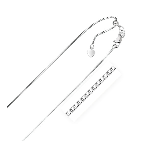 Brand New 14k White Gold Adjustable Box Chain (0.85 mm)