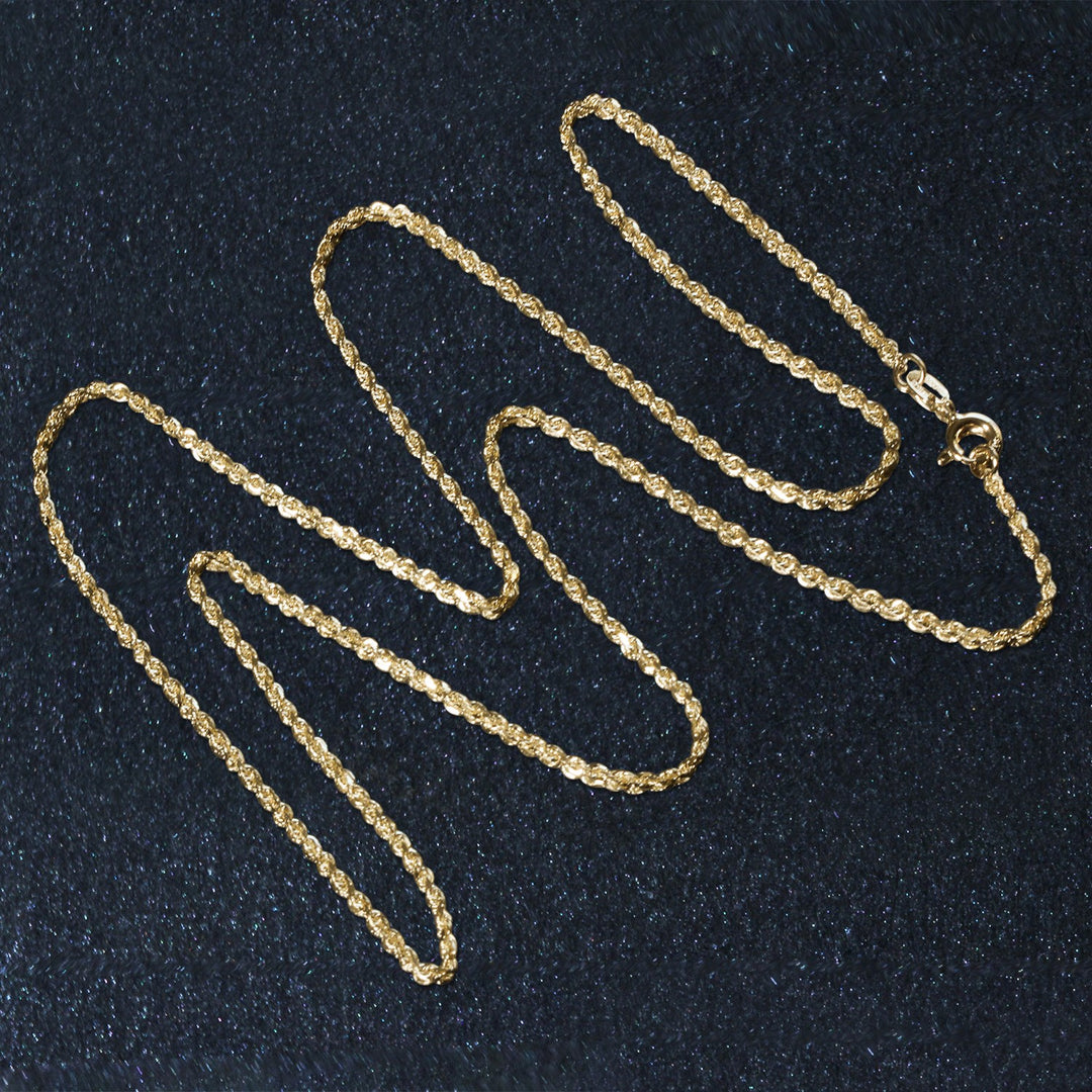 Brand New 10k Yellow Gold Solid Diamond Cut Rope Chain (1.40 mm)