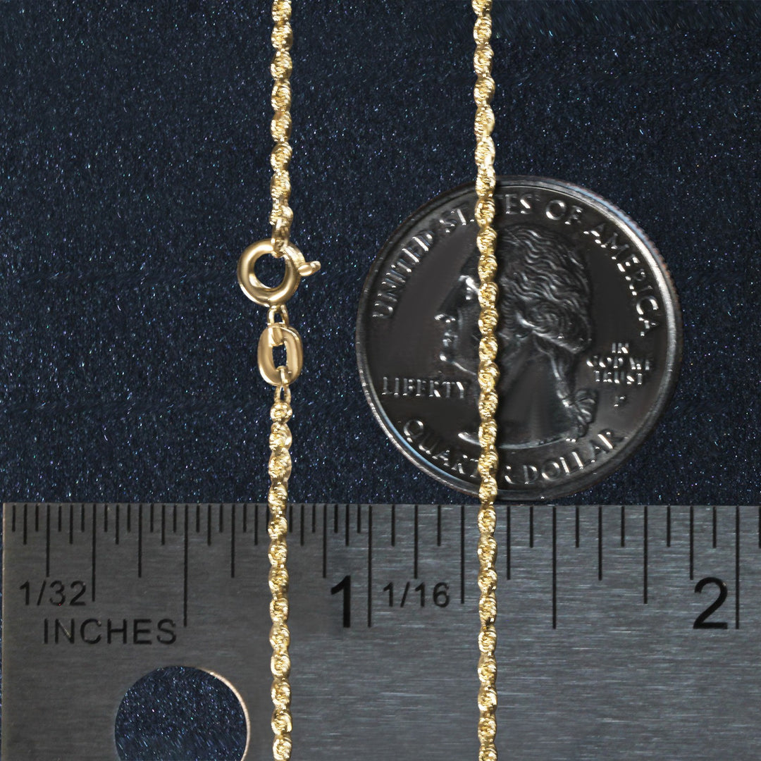 Brand New 10k Yellow Gold Solid Diamond Cut Rope Chain (1.40 mm)