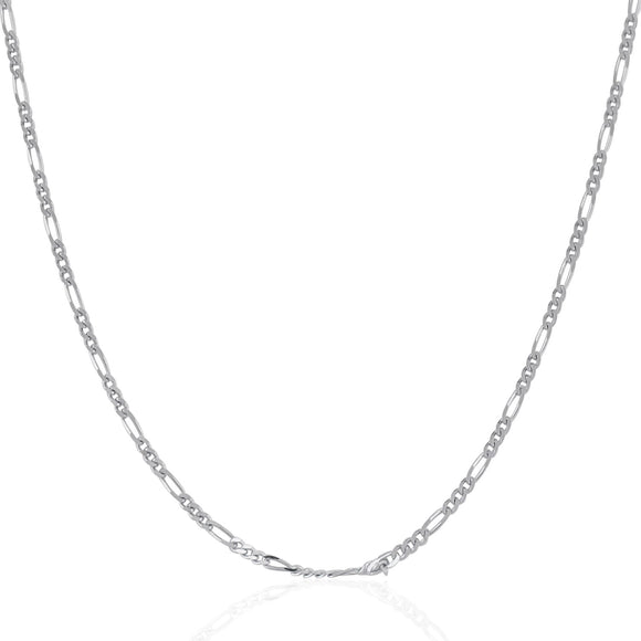 Brand New 14k White Gold Solid Figaro Chain (1.90 mm)