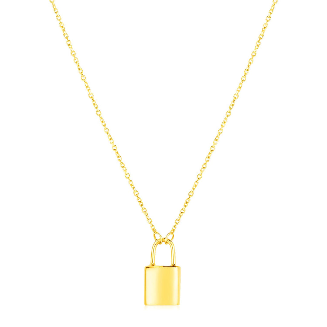 Brand New 14k Yellow Gold Padlock Necklace