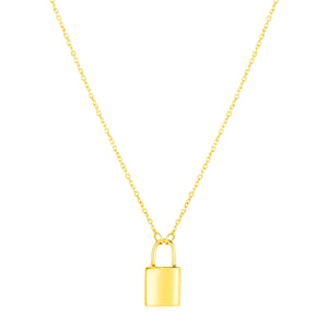 Brand New 14k Yellow Gold Padlock Necklace