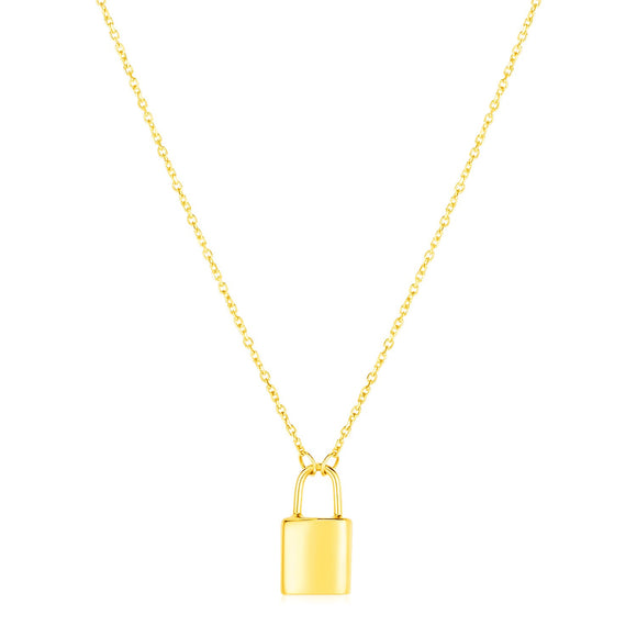 Brand New 14k Yellow Gold Padlock Necklace