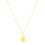 Brand New 14k Yellow Gold Padlock Necklace