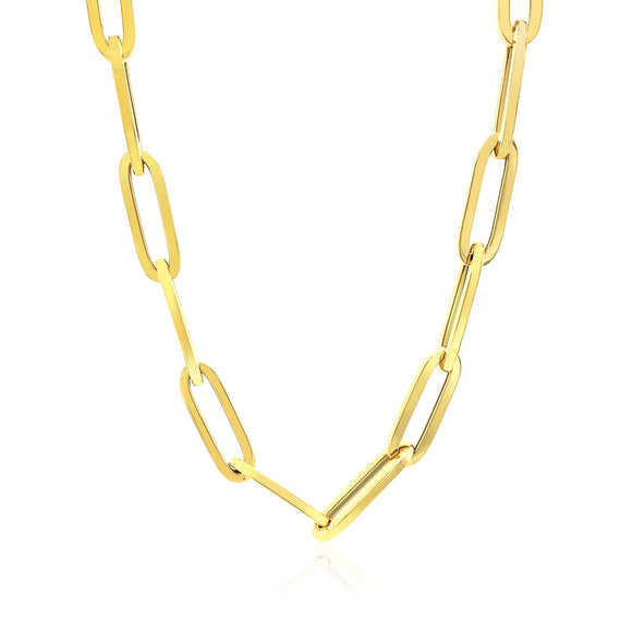 Brand New 14K Yellow Gold Wide Paperclip Chain (6.10 mm)