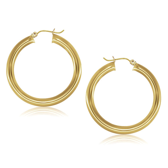 Brand New 14k Yellow Gold Polished Hoop Earrings (5x40mm)