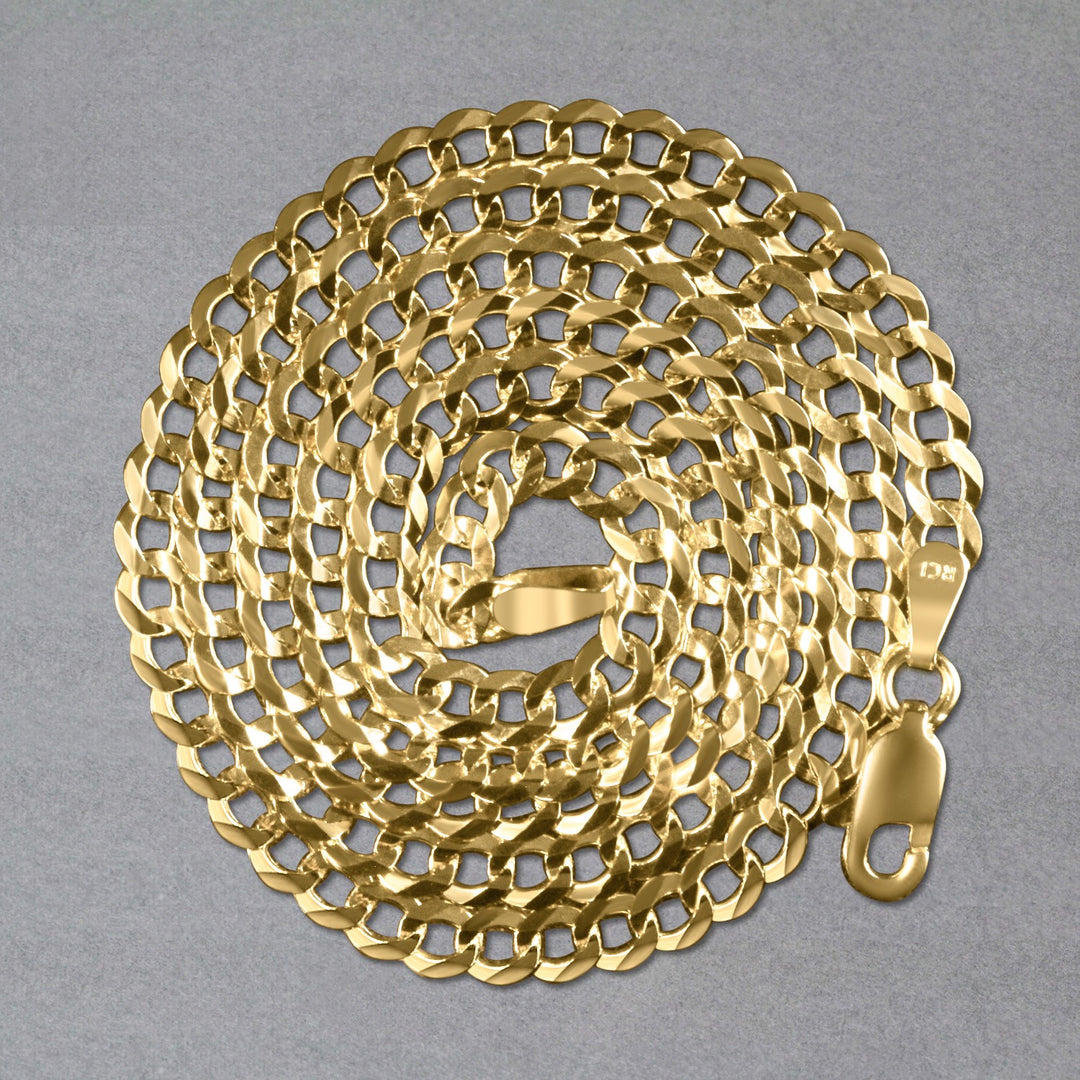 Brand New 14k Yellow Gold Solid Curb Chain (3.60 mm)