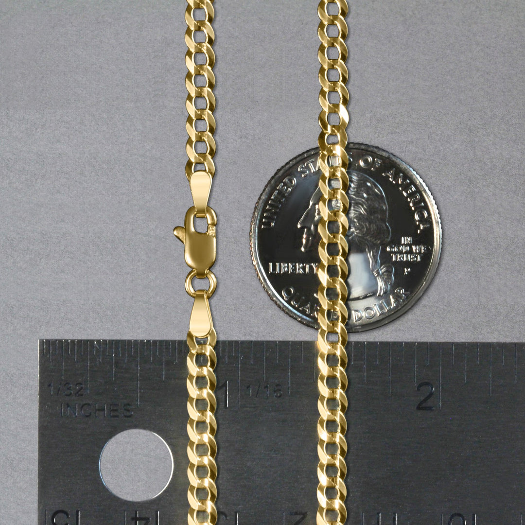 Brand New 14k Yellow Gold Solid Curb Chain (3.60 mm)