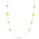 Brand New 14k Yellow Gold Papillon Graduated Butterfly Necklace