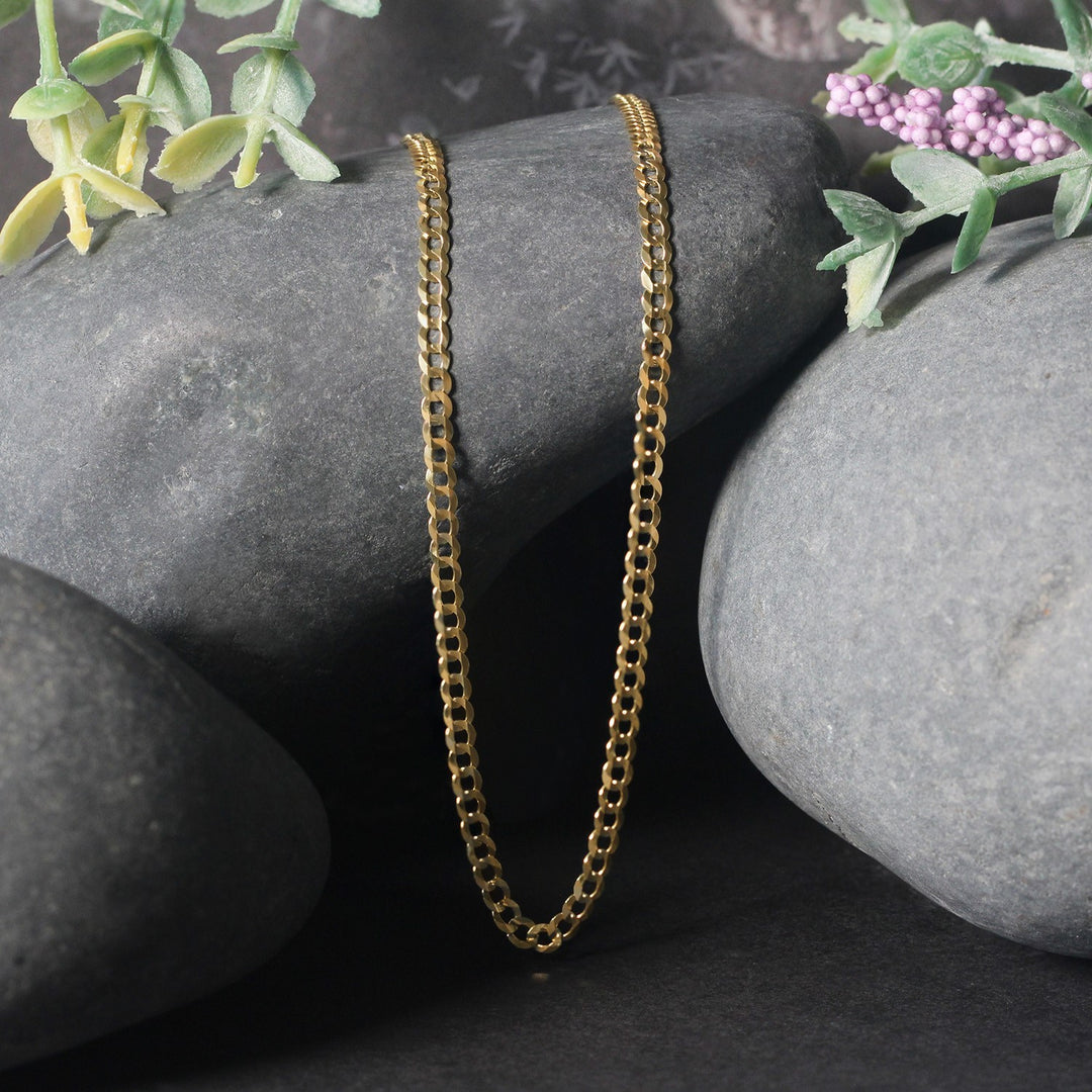 Brand New 14k Yellow Gold Solid Curb Chain (2.60 mm)