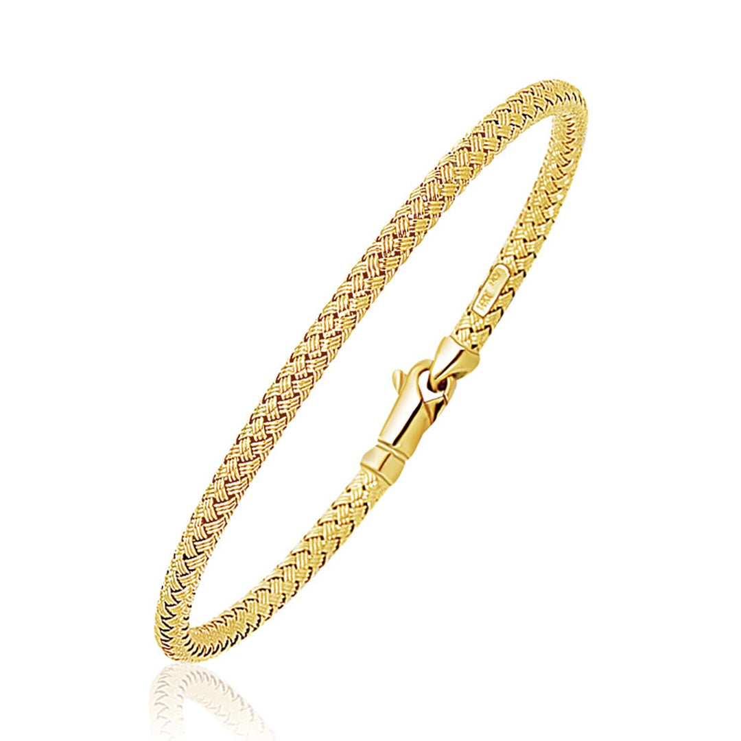 Brand New Fancy Weave Bangle in 14k Yellow Gold (3.00 mm)