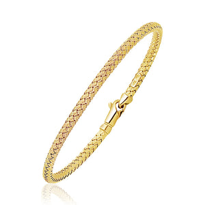 Brand New Fancy Weave Bangle in 14k Yellow Gold (3.00 mm)