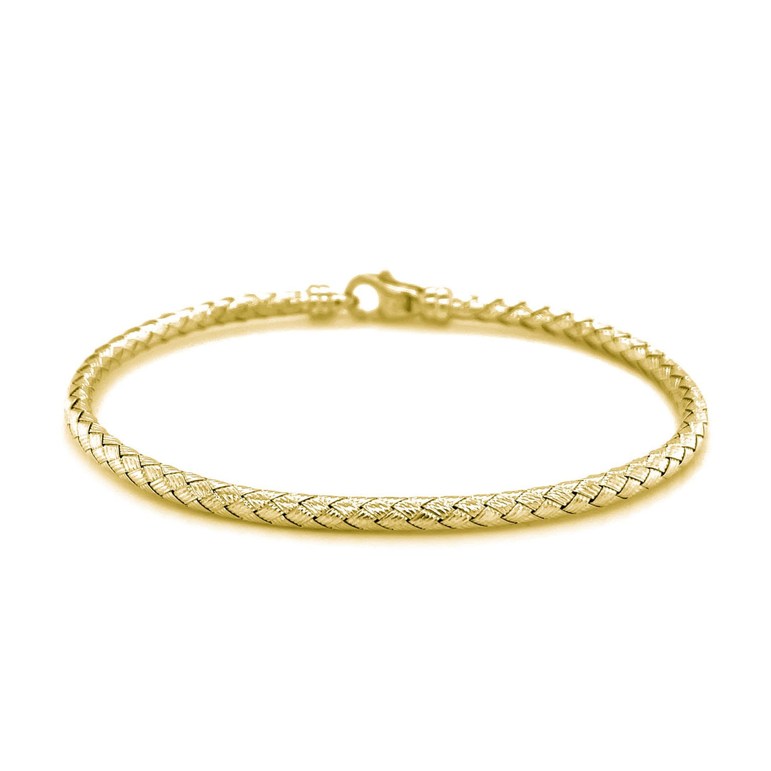 Brand New Fancy Weave Bangle in 14k Yellow Gold (3.00 mm)