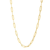 Brand New 14k Yellow Gold Long Domed Paperclip Chain Necklace (4.80 mm)