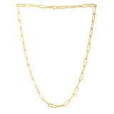 Brand New 14k Yellow Gold Long Domed Paperclip Chain Necklace (4.80 mm)