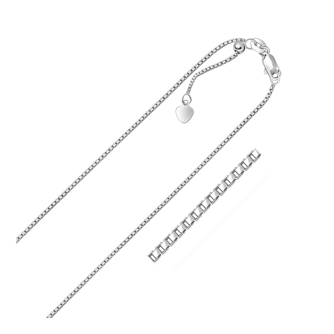 Brand New 14k White Gold Adjustable Box Chain (1.10 mm)