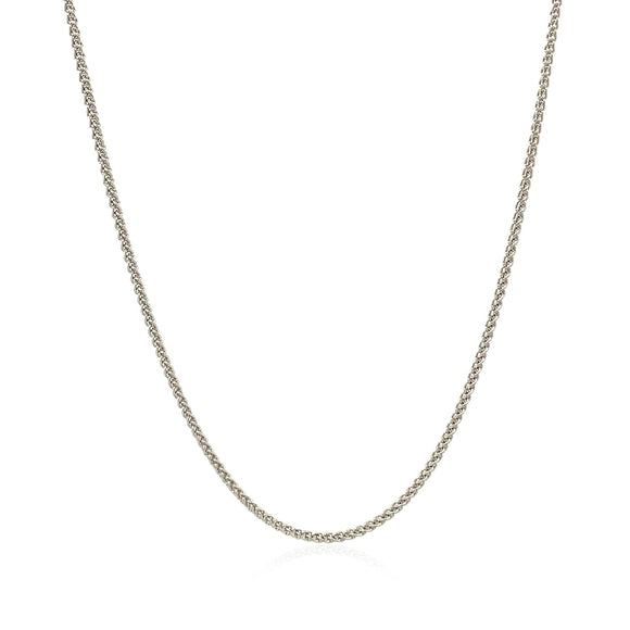 Brand New 18k White Gold Round Wheat Chain (1.20 mm)