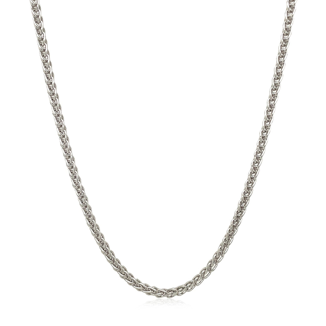 Brand New 14k White Gold Round Wheat Chain (2.10 mm)