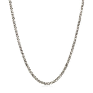 Brand New 14k White Gold Round Wheat Chain (2.10 mm)