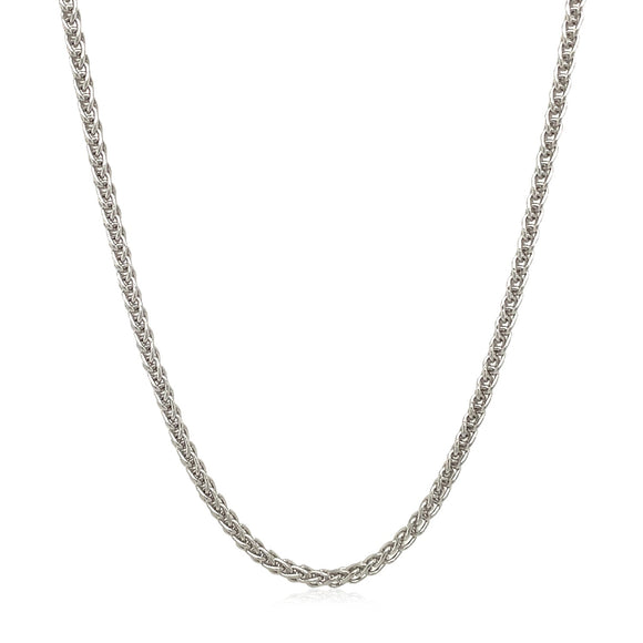 Brand New 14k White Gold Round Wheat Chain (2.10 mm)