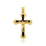 Brand New 14k Yellow Gold Black Onyx Cross Pendant