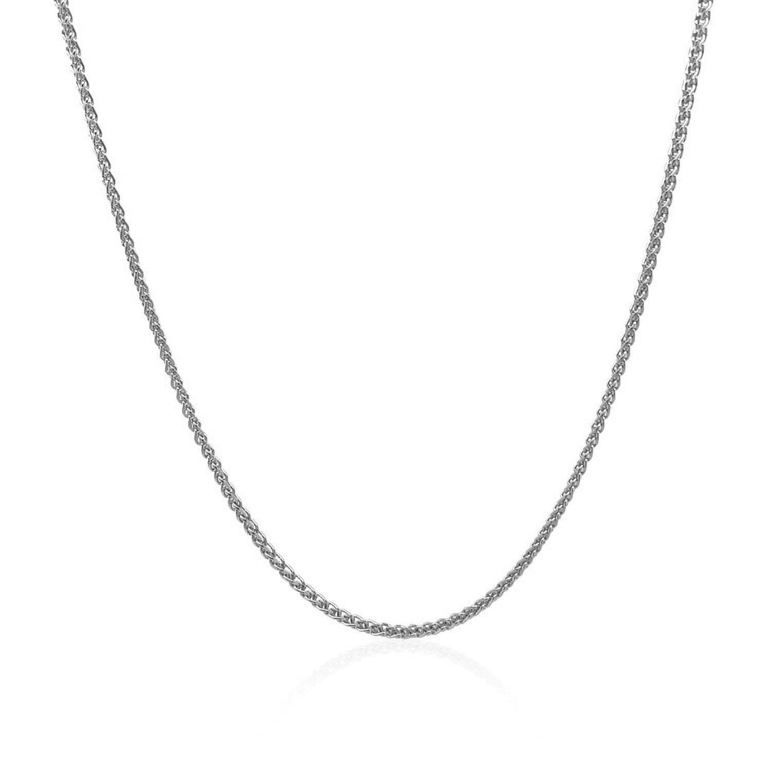 Brand New 18k White Gold Round Wheat Chain (1.20 mm)