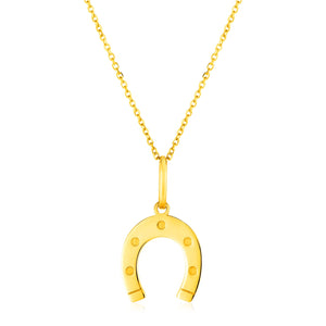 Brand New 14k Yellow Gold Necklace with Horseshoe