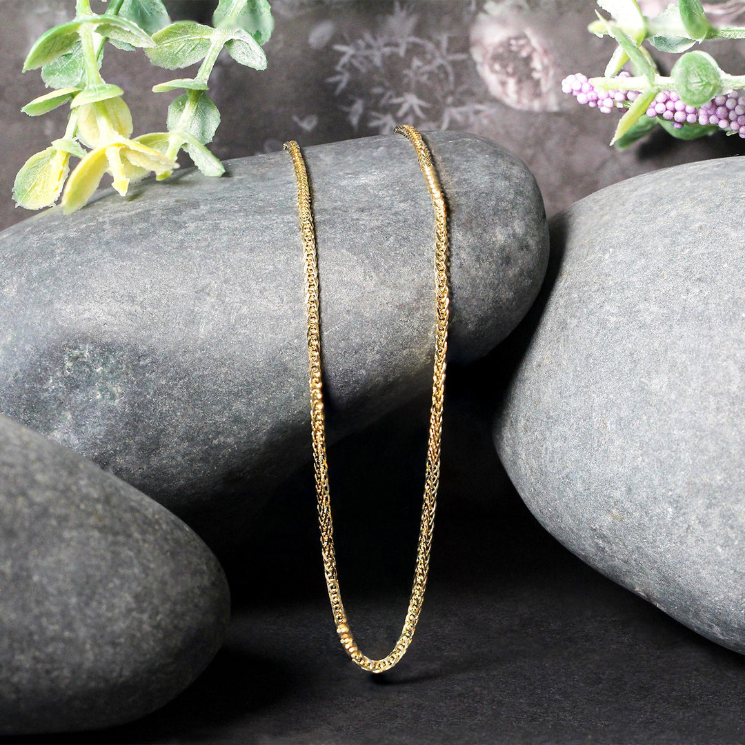 Brand New 14k Yellow Gold Square Wheat Chain (1.80 mm)