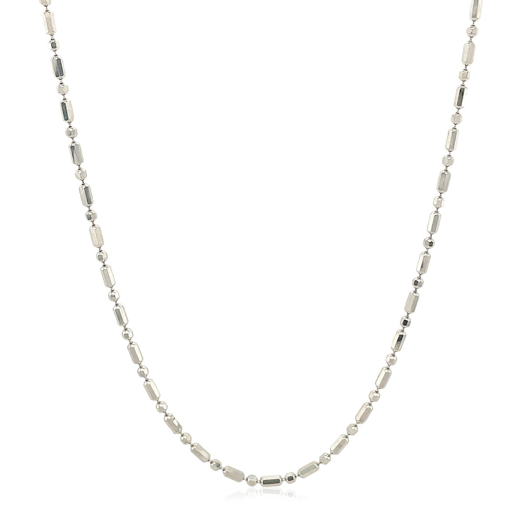 Brand New 14k White Gold Diamond-Cut Alternating Bead Chain (1.30 mm)