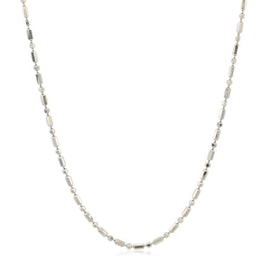 Brand New 14k White Gold Diamond-Cut Alternating Bead Chain (1.30 mm)