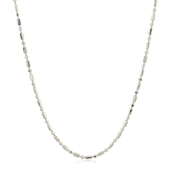 Brand New 14k White Gold Diamond-Cut Alternating Bead Chain (1.30 mm)