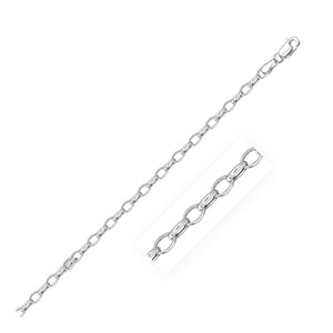 Brand New 14k White Gold Oval Rolo Chain 3.20 mm