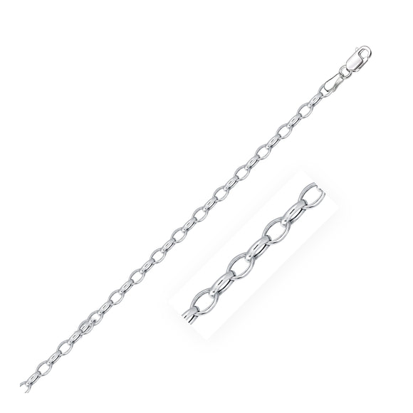 Brand New 14k White Gold Oval Rolo Chain 3.20 mm