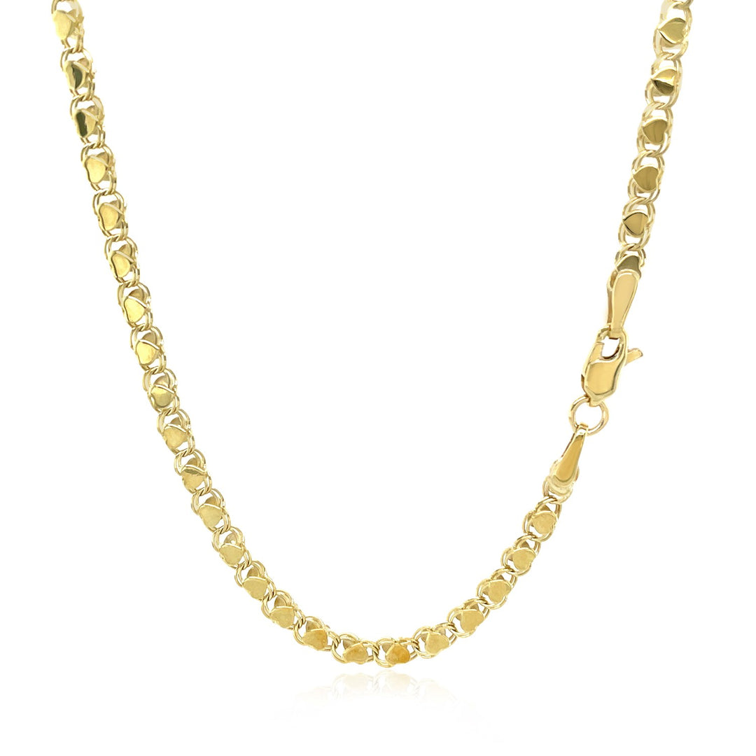 Brand New 14k Yellow Gold Heart Chain (3.00 mm)