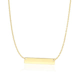 Brand New 14k Yellow Gold Smooth Flat Horizontal Bar Style Necklace