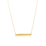 Brand New 14k Yellow Gold Smooth Flat Horizontal Bar Style Necklace