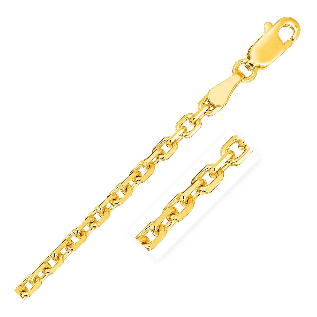 Brand New 18k Yellow Gold Diamond Cut Cable Link Chain (2.60 mm)