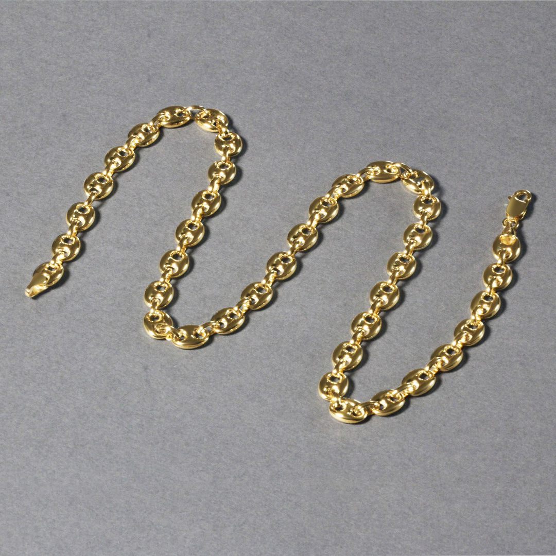 Brand New 14k Yellow Gold Puffed Mariner Link Chain (6.80 mm)