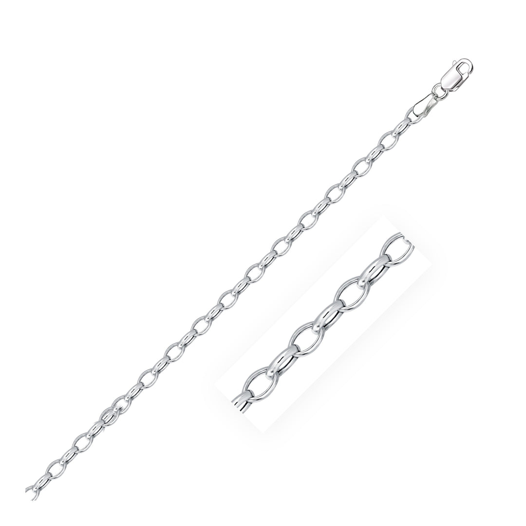 Brand New 14k White Gold Oval Rolo Bracelet  (3.20 mm)