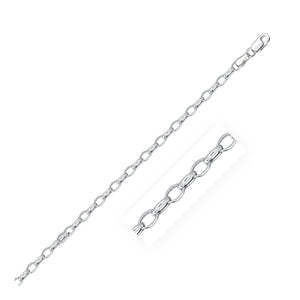 Brand New 14k White Gold Oval Rolo Bracelet  (3.20 mm)