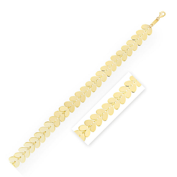 Brand New 14k Yellow Gold Polished Heart Link Chain Bracelet