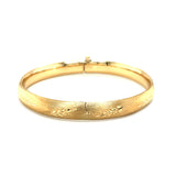 Brand New Classic Floral Carved Bangle in 14k Yellow Gold (8.00 mm)