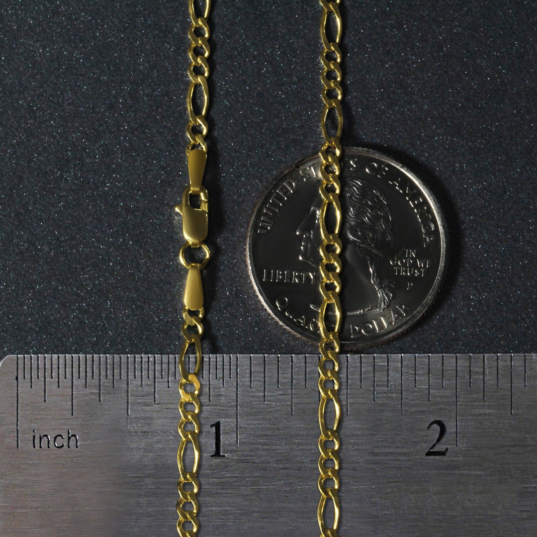 Brand New 14k Yellow Gold Solid Figaro Chain (2.80 mm)