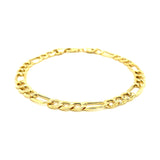 Brand New 14k Yellow Gold Lite Figaro Bracelet (6.60 mm)