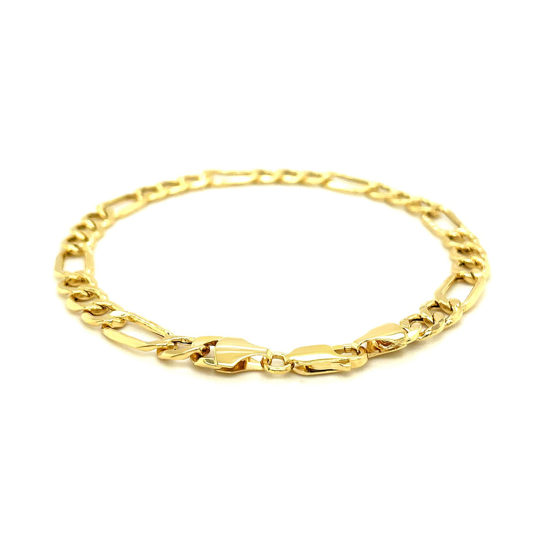 Brand New 14k Yellow Gold Lite Figaro Bracelet (6.60 mm)