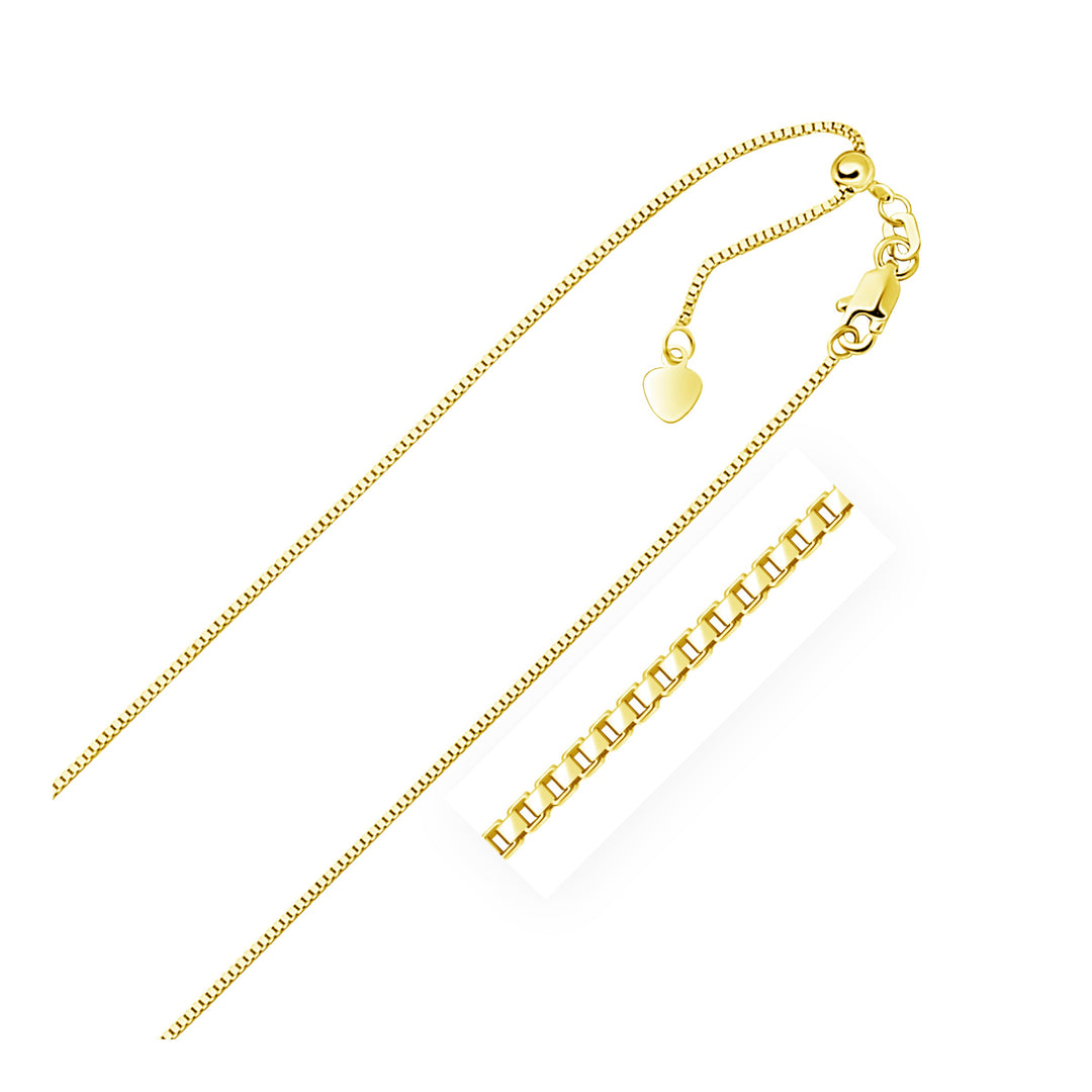 Brand New 14k Yellow Gold Adjustable Box Chain (0.85 mm)